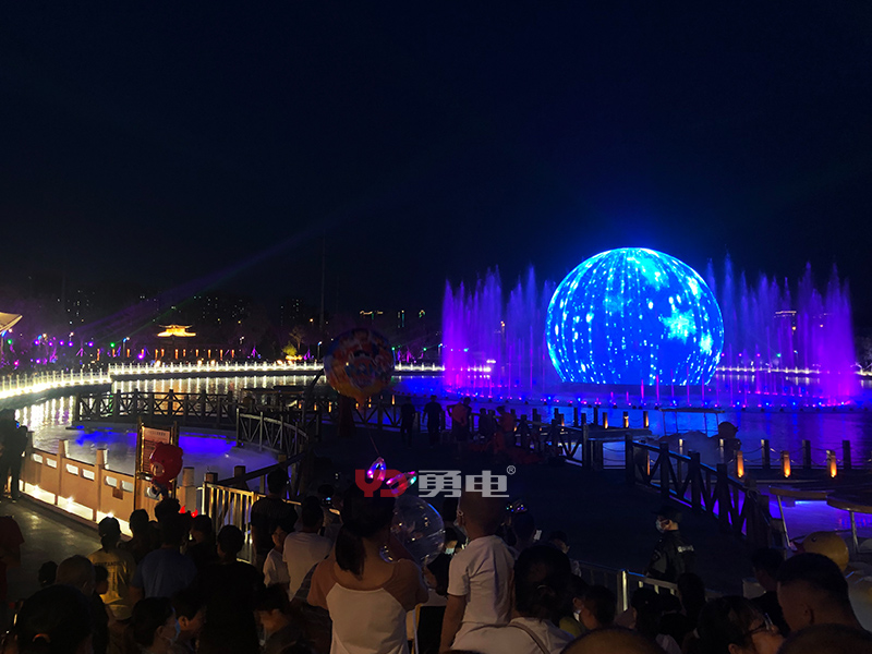 水上嘉年华—廊坊“龙目”大型灯光雕塑景观喷泉秀-杭州勇电照明有限公司